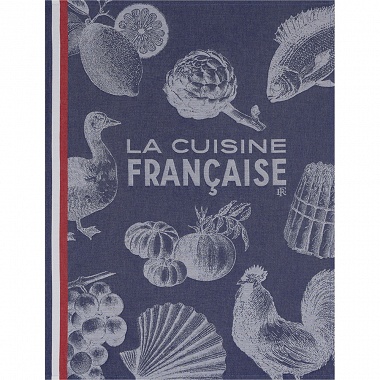 Torchon Gastro­no­mie Bleu Jacquard Français