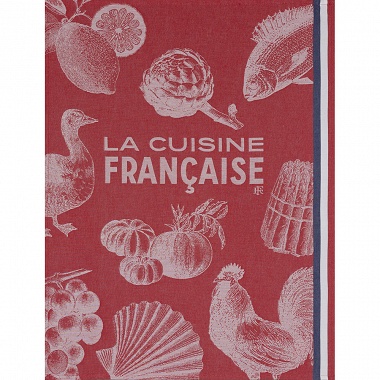 Torchon Gastro­no­mie Rouge Jacquard Français