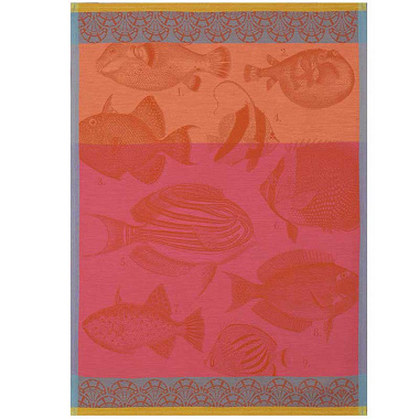 Torchon Moorea corail Jacquard Français