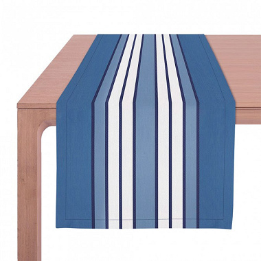Chemin de table Espe­lette Bleu Nuit Jean Vier