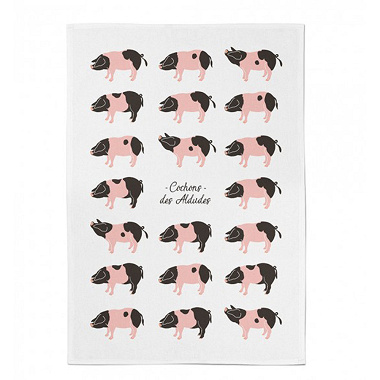 Essuie-mains Koadro Aldudes Rose Cochon Jean Vier