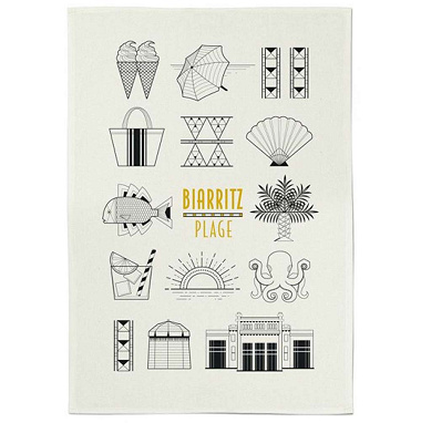 Essuie-mains Koadro Art déco noir/blanc Jean Vier