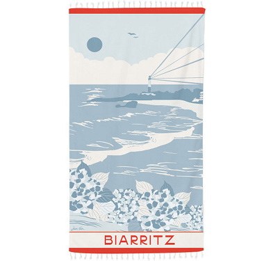 Fouta Grande Plage Bleu paon Jean Vier