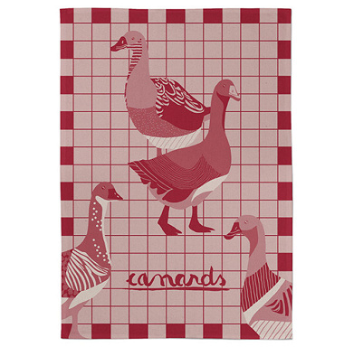 Torchon Kontatu Canard Rouge Cerise Jean Vier