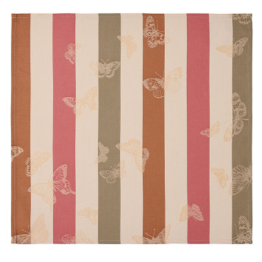 4 serviettes de table Bal des Papillons Pêche Le Jacquard Français