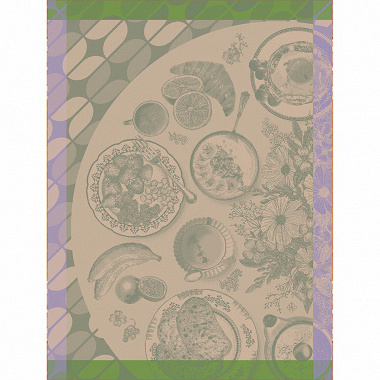 4 Torchons Brunch Gour­mand Kiwi Le Jacquard Français
