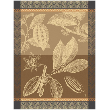 4 Torchons Choco­lats Fève Cacao Le Jacquard Français