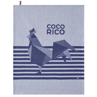 4 Torchons Coco Rico Bleu Le Jacquard Français