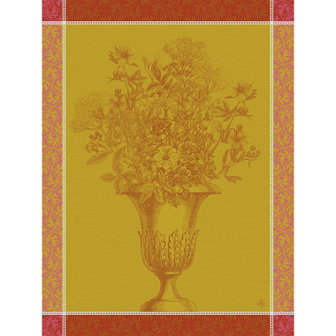 4 Torchons Florai­son Uni Gerbera Le Jacquard Français