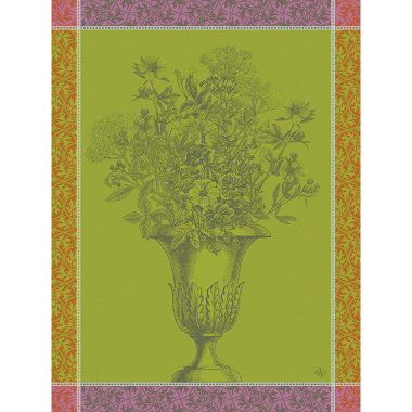 4 Torchons Florai­son Uni Zinnia Le Jacquard Français