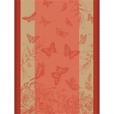 4 Torchons Jardins des Papillons Camé­lia Le Jacquard Français