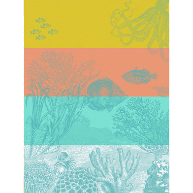 4 Torchons sous l’océan corail Le Jacquard Français