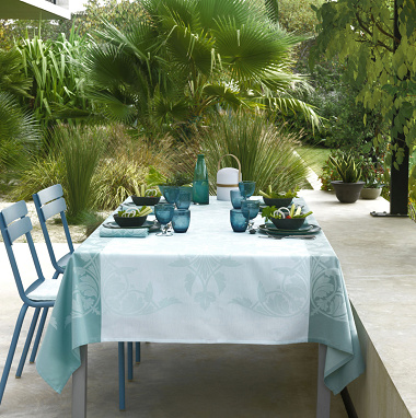 Nappe Syra­cuse aqua Le Jacquard Français