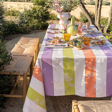 Nappes enduites Bal des Papillons Lilas Le Jacquard Français