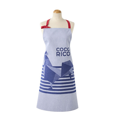 Tablier Coco­rico Bleu Le Jacquard Français