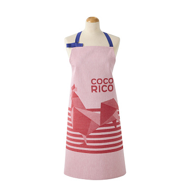 Tablier Coco­rico Rouge Le Jacquard Français