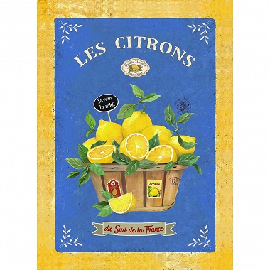 3 Torchons Citrons de Provence Bleu L’En­so­leillade