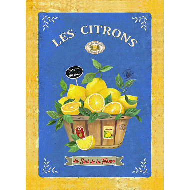 3 Torchons Citrons de Provence Bleu L’En­so­leillade