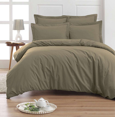 Housse de couette Percale Taupe Sensei