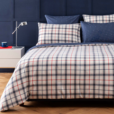 Housse de couette Carreaux Natu­ral Tommy Hilfi­ger