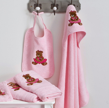 Cape de bain Ourson Girl Rose Tradi­tion des Vosges