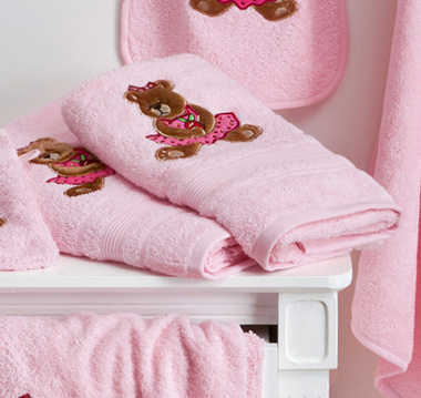 Serviettes de toilette Ourson Girl Rose Tradi­tion des Vosges