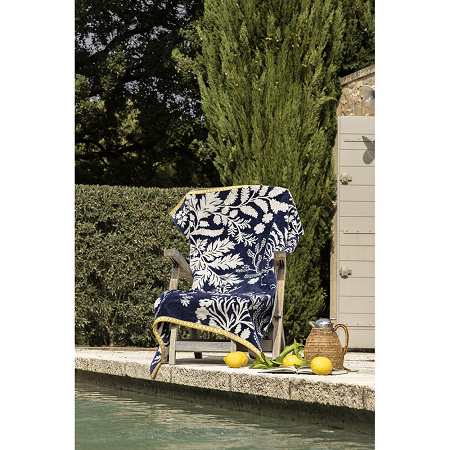 Drap de plage Calypso Marine 100×180 cm Alexandre Turpault
