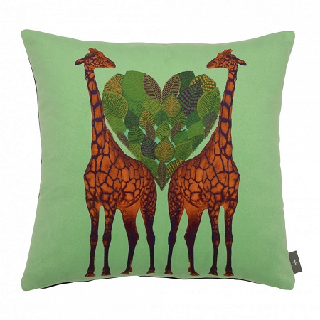Cous­sin Girafe Vert 47×47 cm Art de Lys