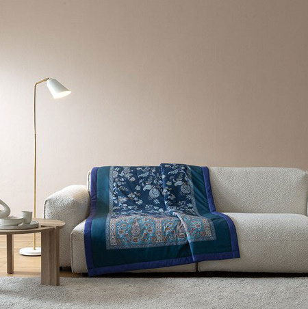 Plaid Indian Roses Blu 135×190 cm Bassetti