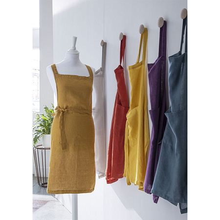 Tablier Lin Lavé Jaune Clair 70×90 cm Baton rouge