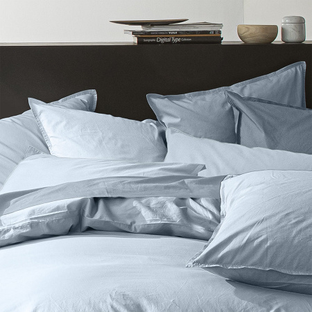 Taies d’oreiller Percale lavée Bleu Lagon 50×70 cm Baton rouge