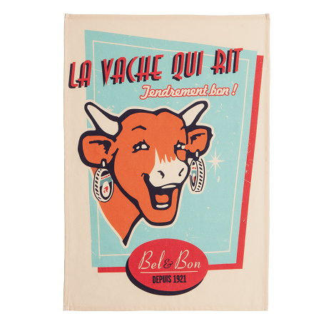 6 Torchons La vache qui rit rétro vanille 50×75 cm Coucke