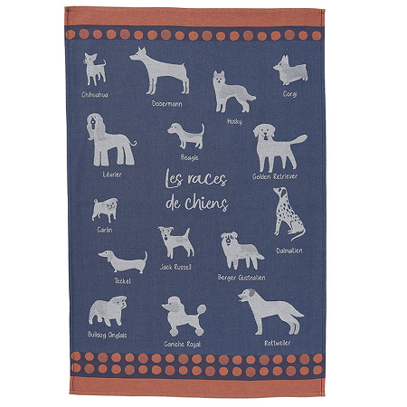 6 torchons les races de chiens 50×75 cm Coucke