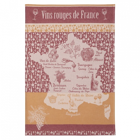 6 Torchons Vins rouges de France 50×75 cm Coucke