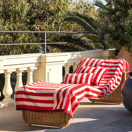 Drap de plage Tran­sat Rouge 90×200 cm Descamps