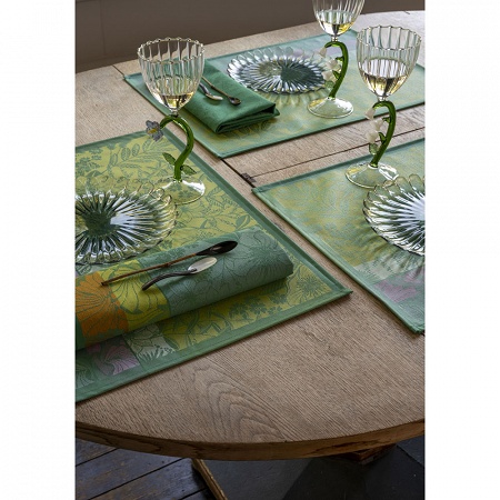 4 serviettes de table Cottage Jardin 58×58 cm Jacquard Français