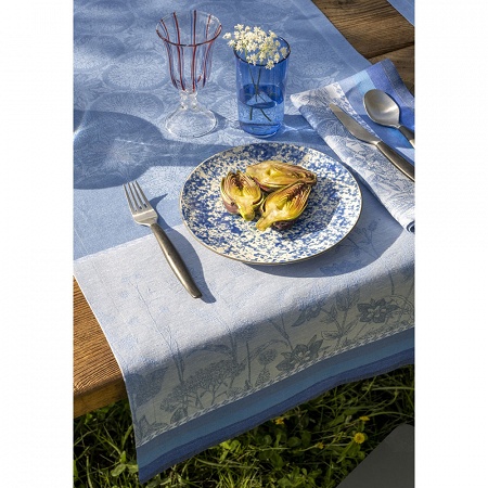 4 serviettes de table Instant Buco­lique Bleuet 58×58 cm Jacquard Français
