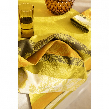 4 serviettes de table Mumbai Safran 50×50 cm Jacquard Français