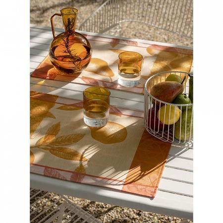4 sets de table enduits Arrière-Pays Melon 50×36 cm Jacquard Français