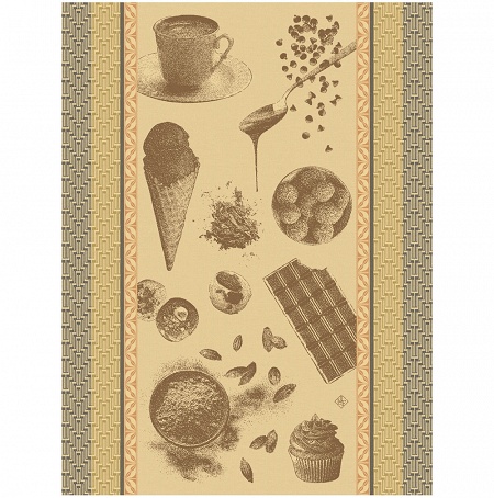 Torchon Choco­lats Recette Cacao 60×80 cm Jacquard Français