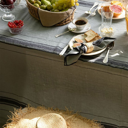 6 serviettes de table beau­ri­vage Vert de Gris 50×50 cm Jean Vier