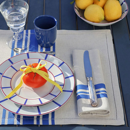 6 serviettes de table Saint-Jean de Luz Bleu Luzien 50×50 cm Jean Vier