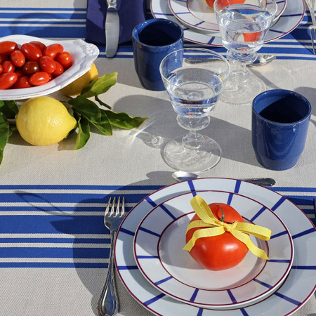 6 serviettes de table Saint-Jean de Luz Bleu Luzien 50×50 cm Jean Vier