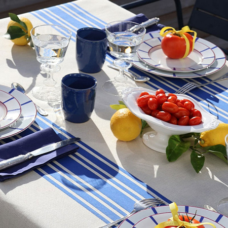 6 serviettes de table Saint-Jean de Luz Bleu Luzien 50×50 cm Jean Vier
