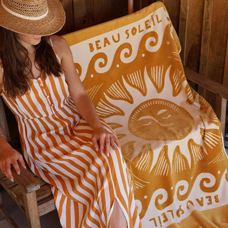 Drap de plage Beau Soleil Ocre 100×180 cm Jean Vier