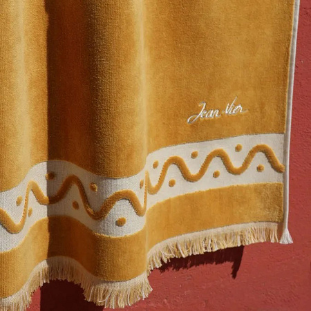 Drap de plage Beau Soleil Ocre 100×180 cm Jean Vier