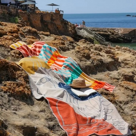 Drap de plage Bisaïa Pastel 100×180 cm Jean Vier