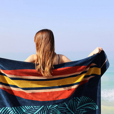 Drap de plage Côte Ouest Encre 100×180 cm Jean Vier