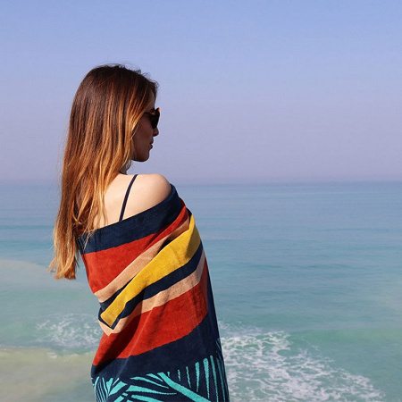 Drap de plage Côte Ouest Encre 100×180 cm Jean Vier