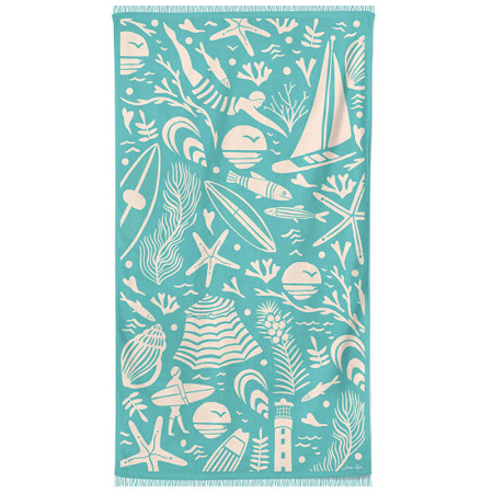 Drap de plage Escale Turquoise 100×180 cm Jean Vier